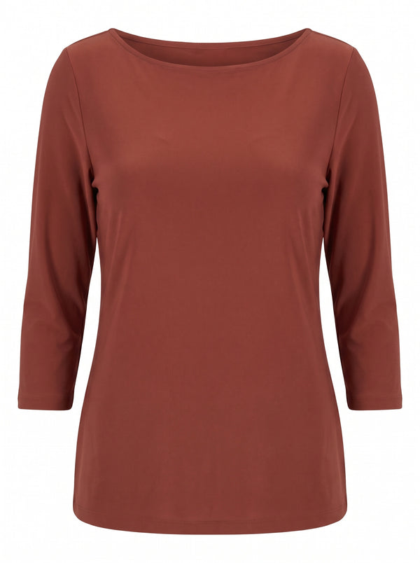 BOAT NECK THREE-QUARTER SLEEVE TOP