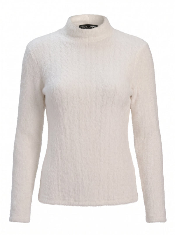 FUZZY MOCK-NECK FITTED KNIT