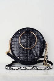 CROC-EFFECT ROUND BAG