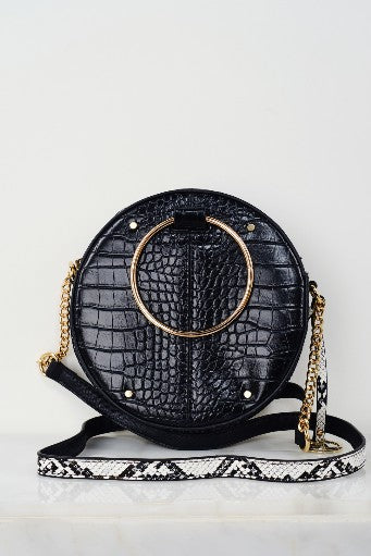 CROC-EFFECT ROUND BAG