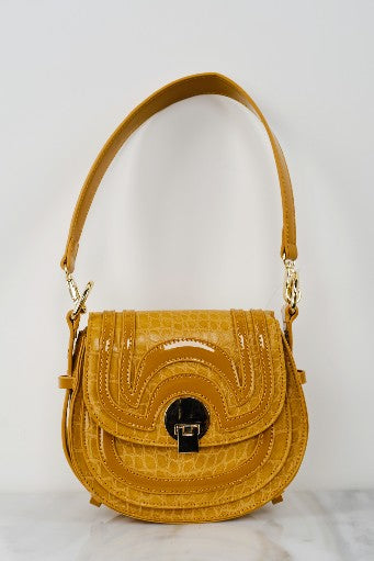 TEXTURED SHOULDER BAG WITH POLISHED BUCKLE