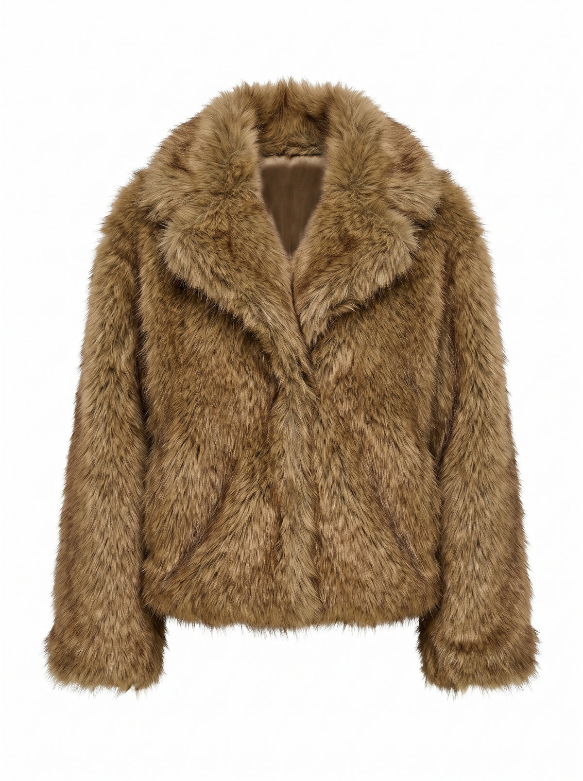 NOTCH COLLAR FAUX FUR CROPPED JACKET