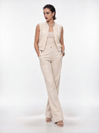 FLORAL APPLIQUE CROPPED KNIT VEST