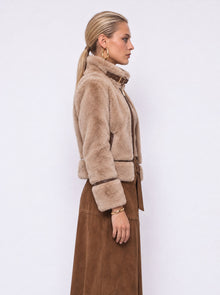 FAUX FUR AVIATOR-STYLE JACKET