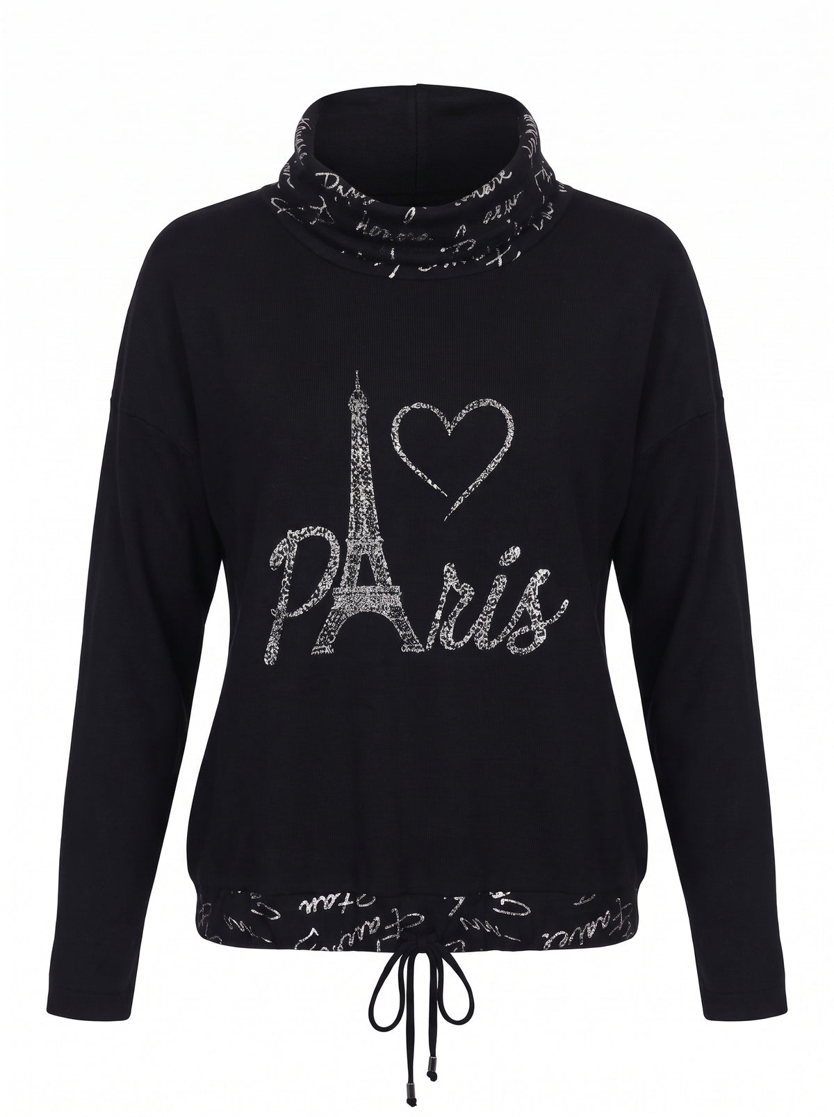 PARIS SCRIPT FUNNEL-NECK RIBBED KNIT
