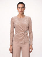 SEQUIN SIDE-PANEL WIDE-LEG TROUSERS