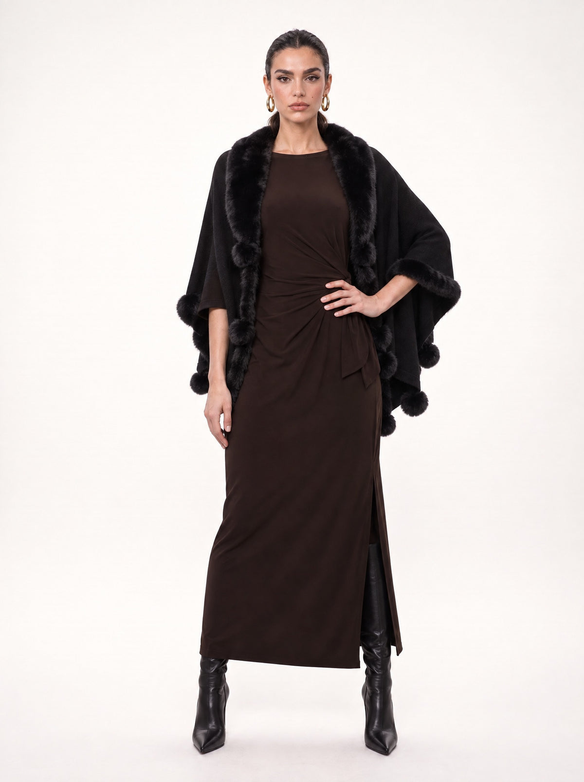 RUCHED WAIST JERSEY DRESS