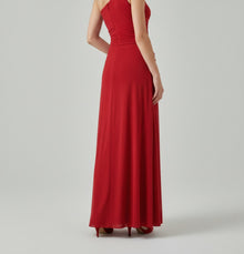 ONE-SHOULDER DRAPED SATIN GOWN