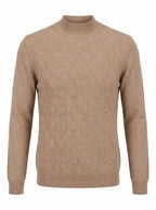 CRYSTAL DIAMOND KNIT MOCK-NECK SWEATER