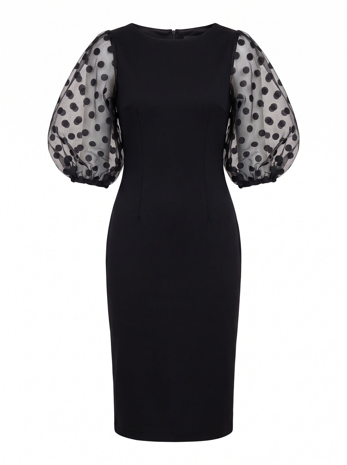 Balloon Sleeve Mesh Dot Dress