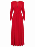 Draped Keyhole Long Gown