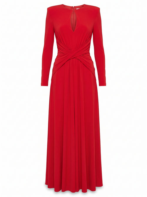 Draped Keyhole Long Gown