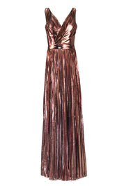 METALLIC PLEATED EVENING DRESS