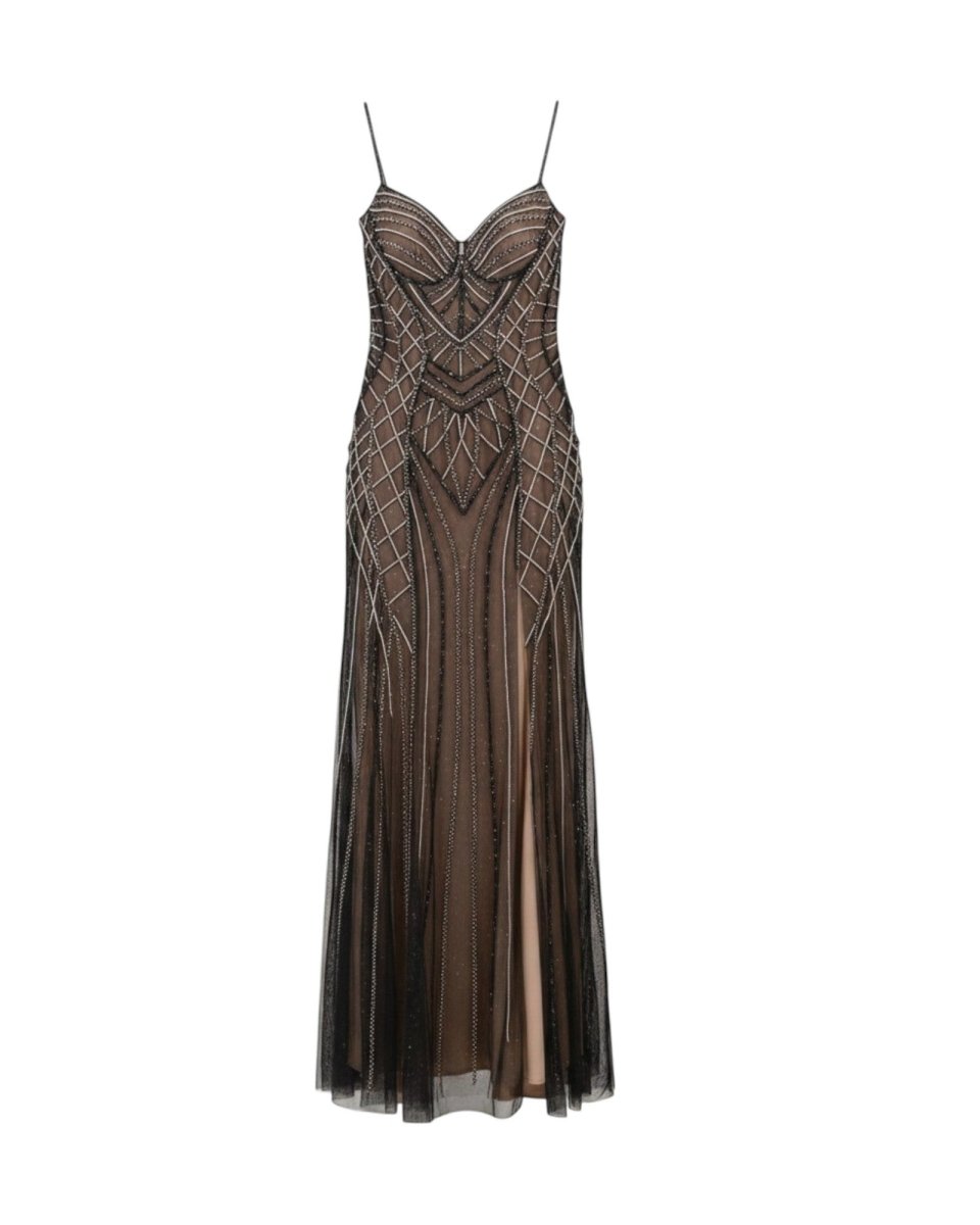 BEADED GEOMETRICS EVENING GOWN