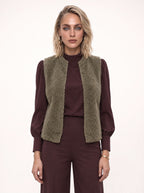 OPEN-FRONT FAUX FUR GILET