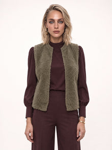 OPEN-FRONT FAUX FUR GILET