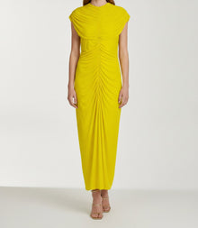 RUCHED CENTRE-SEAM JERSEY MAXI DRESS