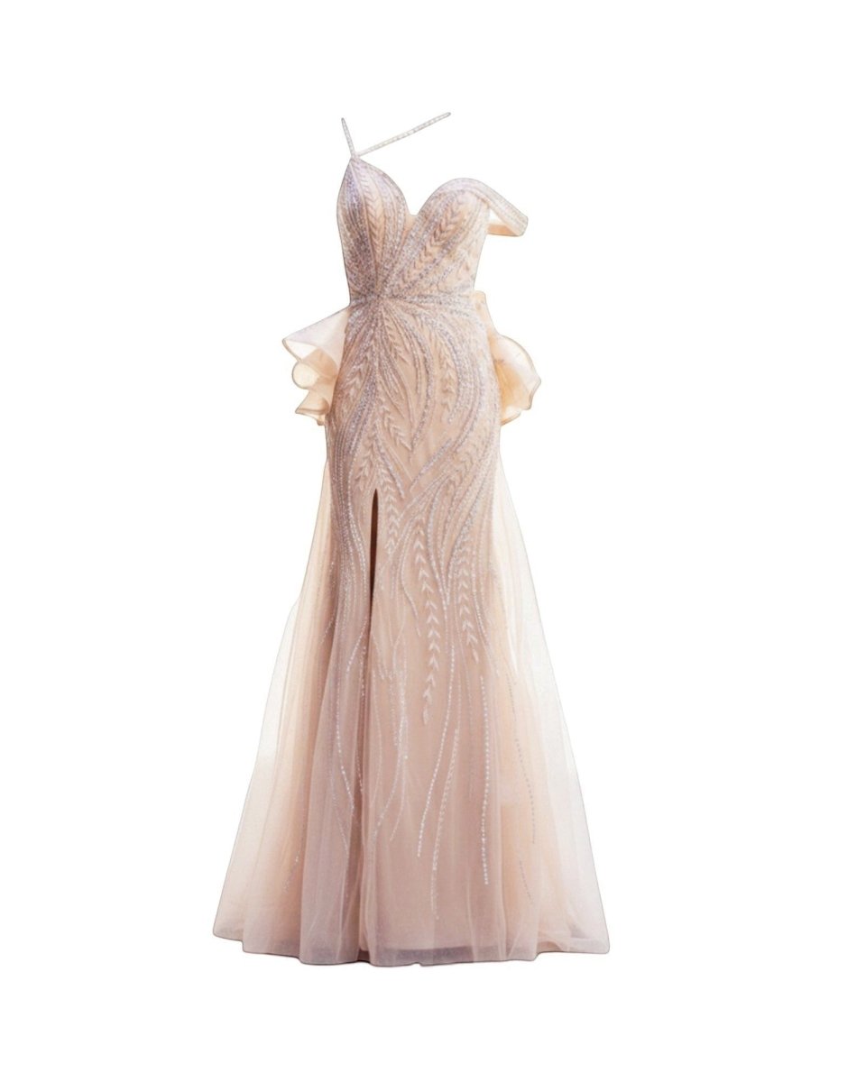 CELESTIAL EMBROIDERED EVENING GOWN
