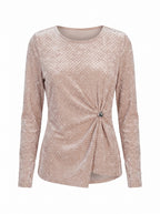 SIDE-KNOT CRUSHED VELVET WRAP TOP