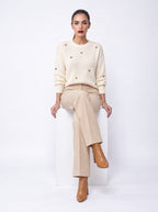 HIGH-WAISTED WIDE-LEG CREASED TROUSERS
