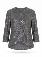 SEQUINNED COLLARLESS ONE-BUTTON JACKET