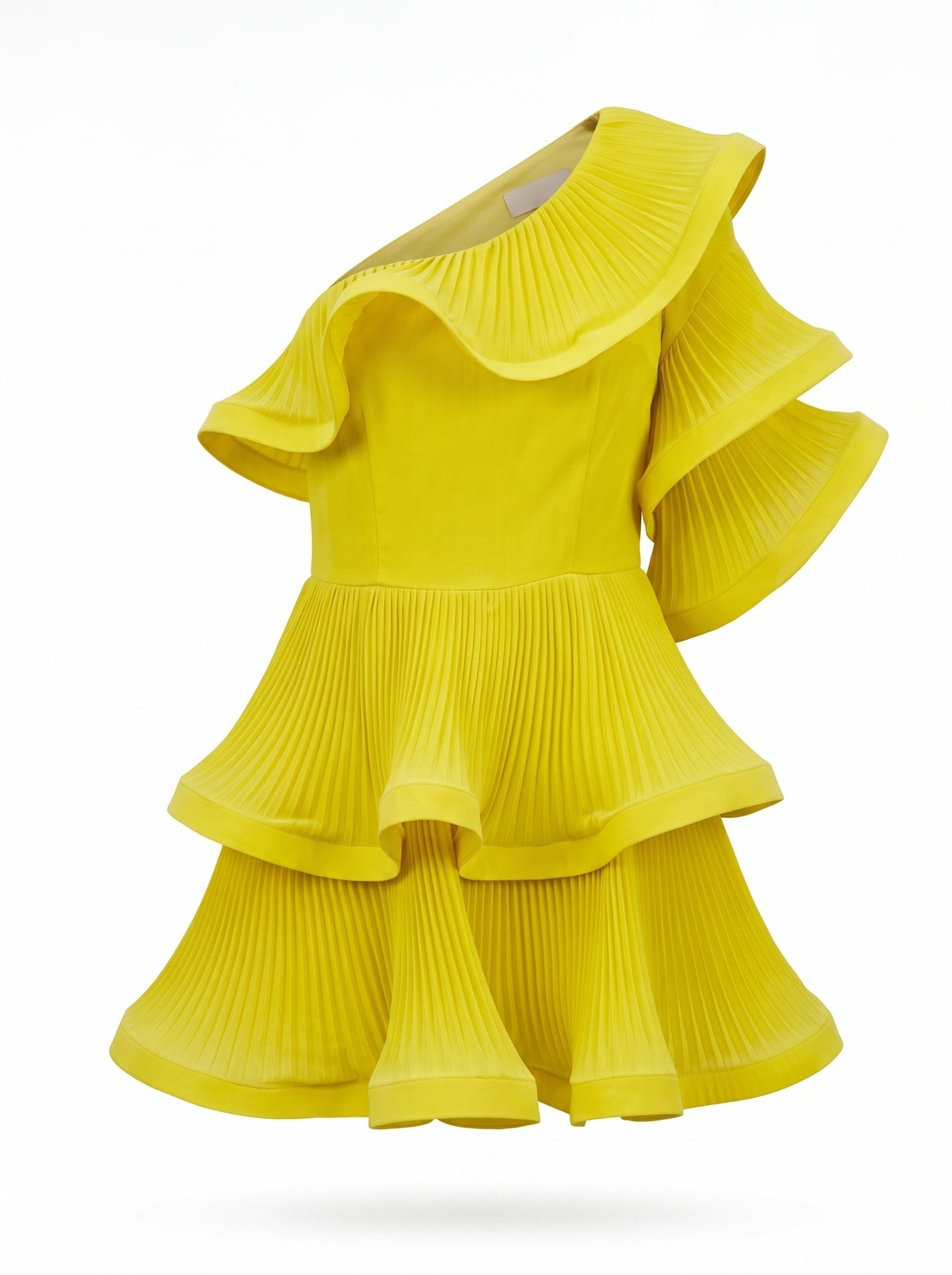 PLEATED ONE-SHOULDER MINI DRESS