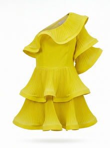 PLEATED ONE-SHOULDER MINI DRESS
