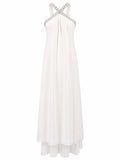 CRYSTAL HALTER COLUMN GOWN