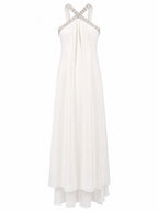 CRYSTAL HALTER COLUMN GOWN