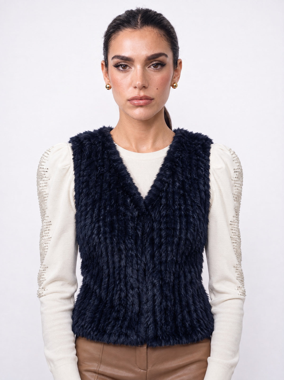 EMBELLISHED PUFF-SLEEVE SWEATSHIRT
