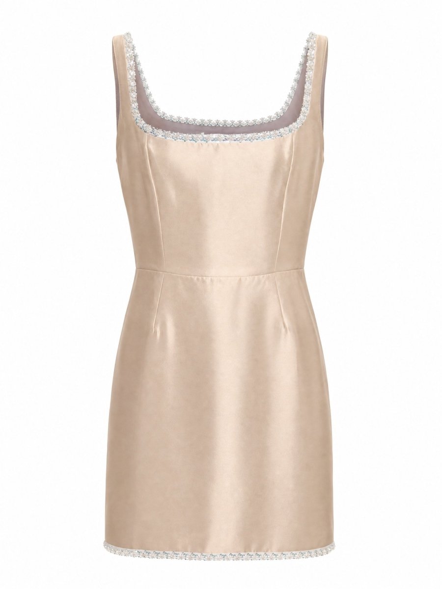 SQUARE-NECK SATIN MINI DRESS