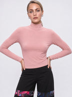 FITTED MOCK-NECK LONG-SLEEVE TOP