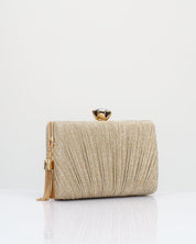 PLEATED METALLIC EVENING CLUTCH