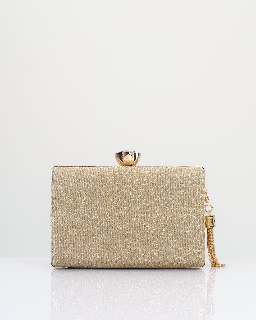 PLEATED METALLIC EVENING CLUTCH