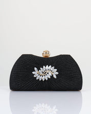 Metal Handle Handbag with Rhinestone