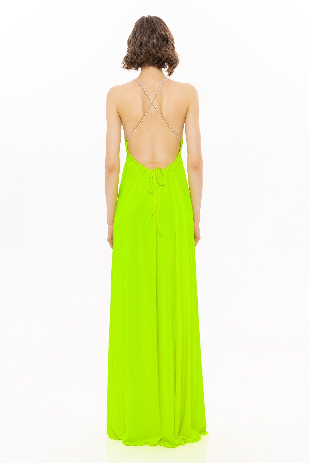 Green Crystal Strap Dress