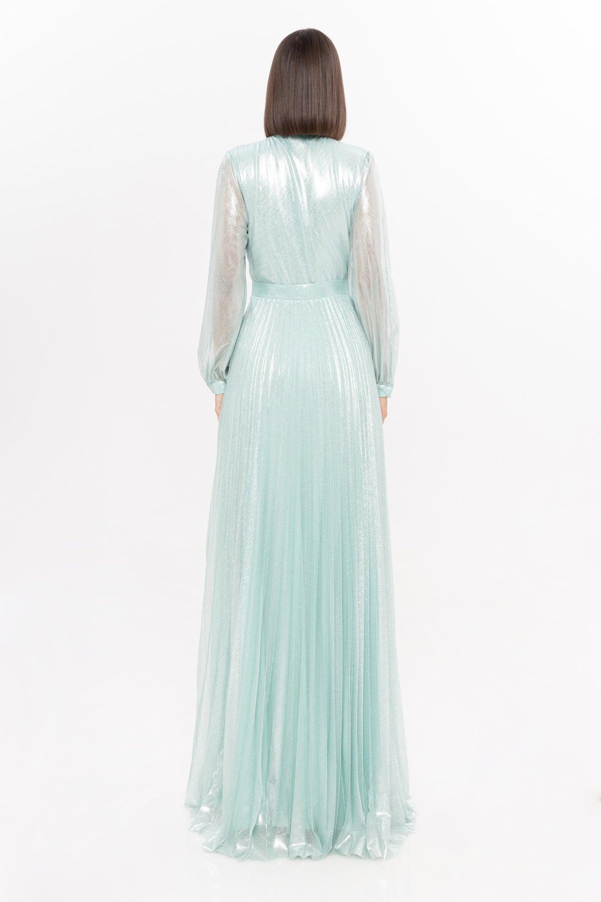 Pleated Bridesmaid Dress with Slit