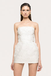 STRAPLESS TEXTURED MINI DRESS