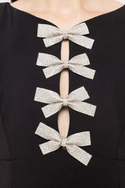BOW TRIM MIDI DRESS