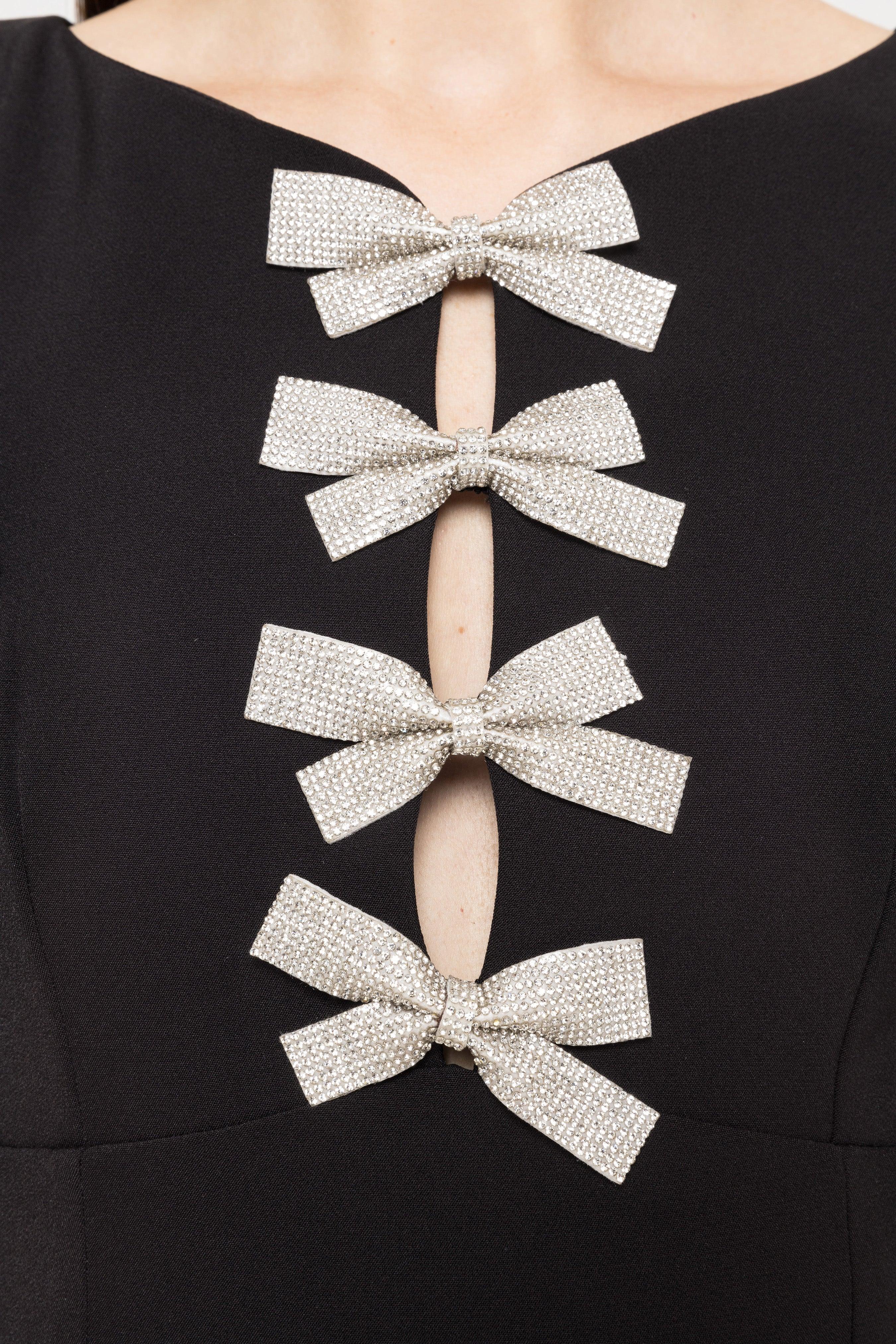 BOW TRIM MIDI DRESS