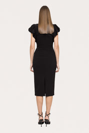 BOW TRIM MIDI DRESS