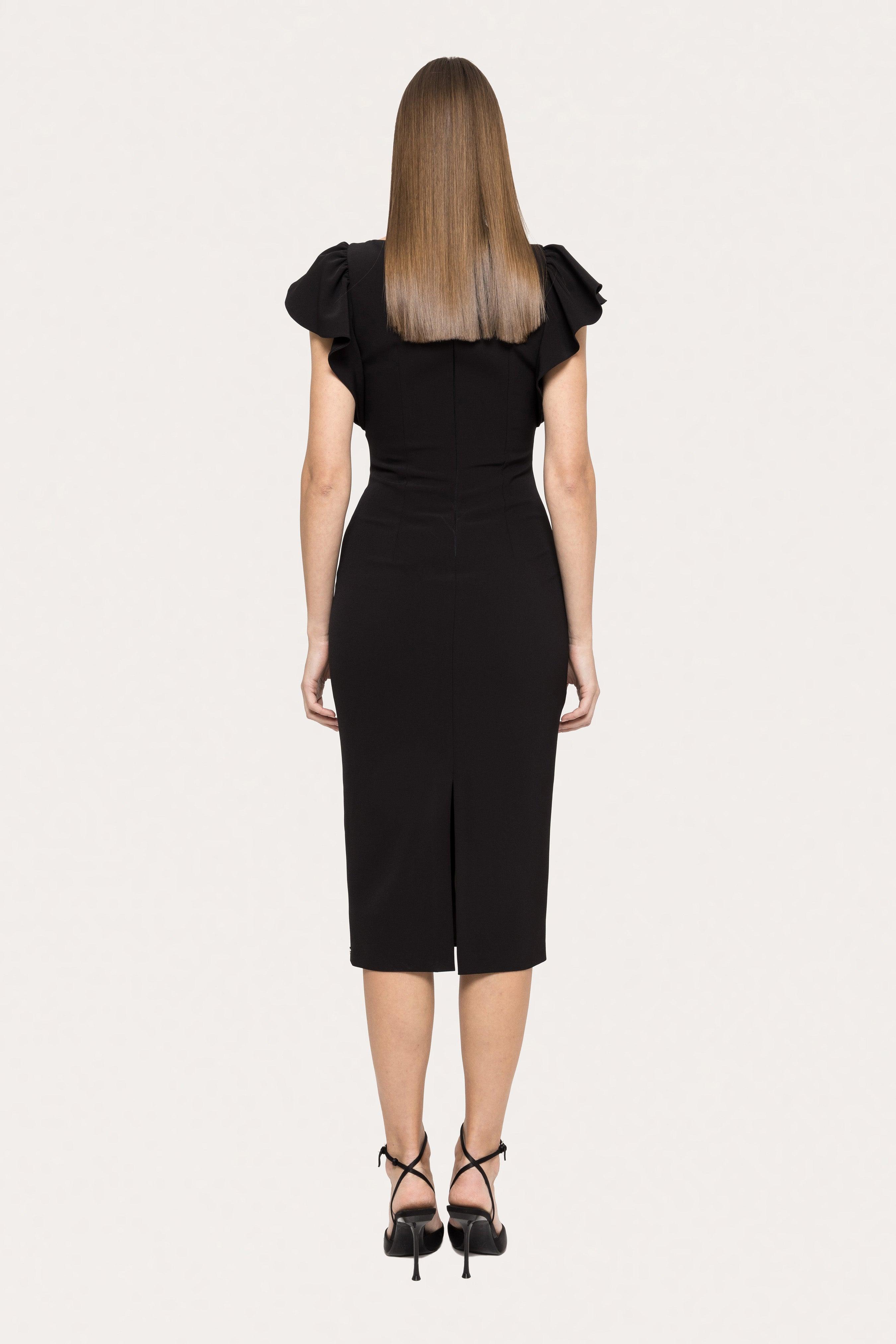 BOW TRIM MIDI DRESS