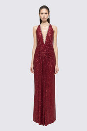 SEQUIN HALTER GOWN