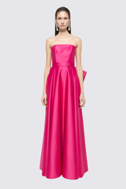 STRAPLESS SATIN GOWN