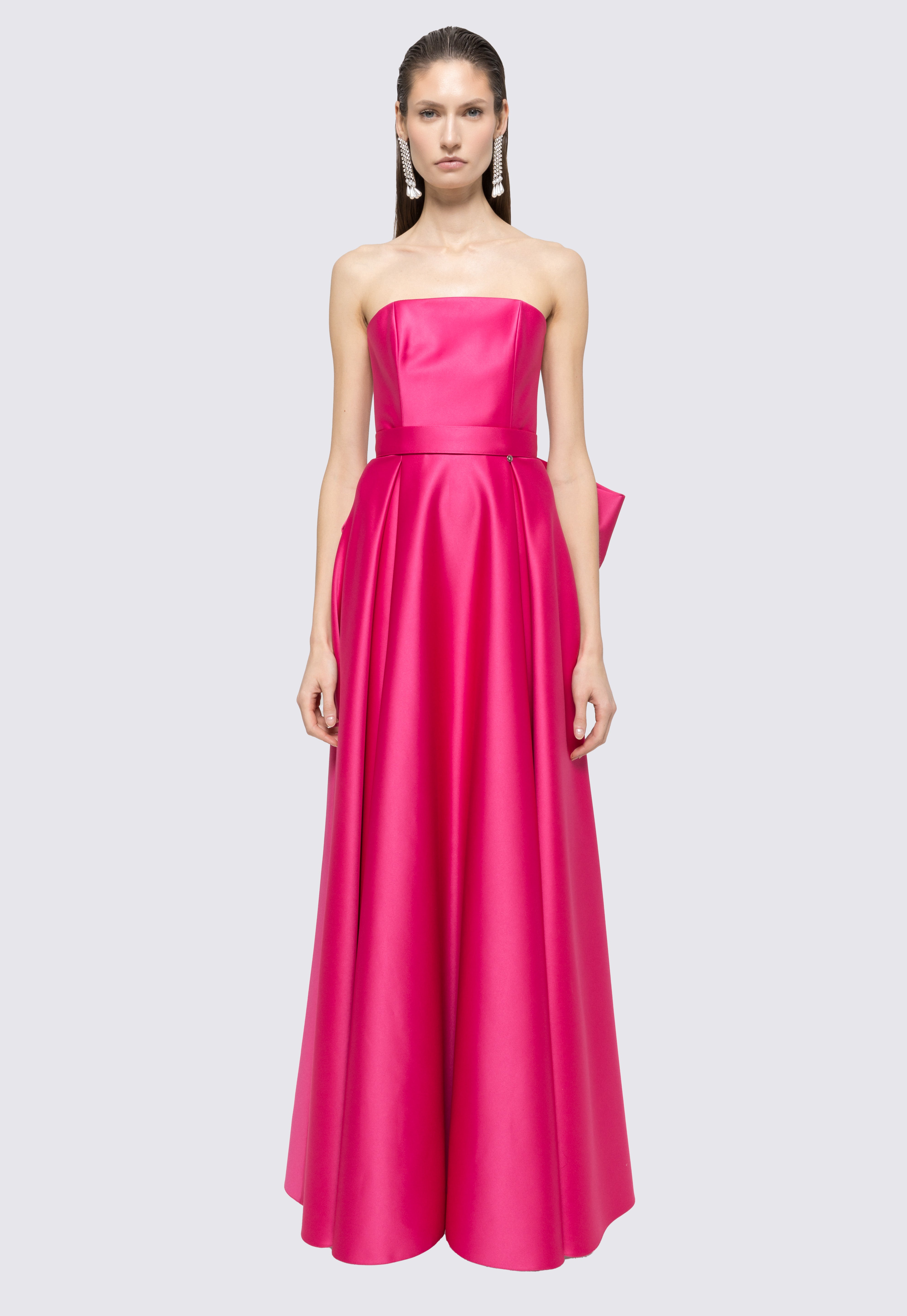 STRAPLESS SATIN GOWN