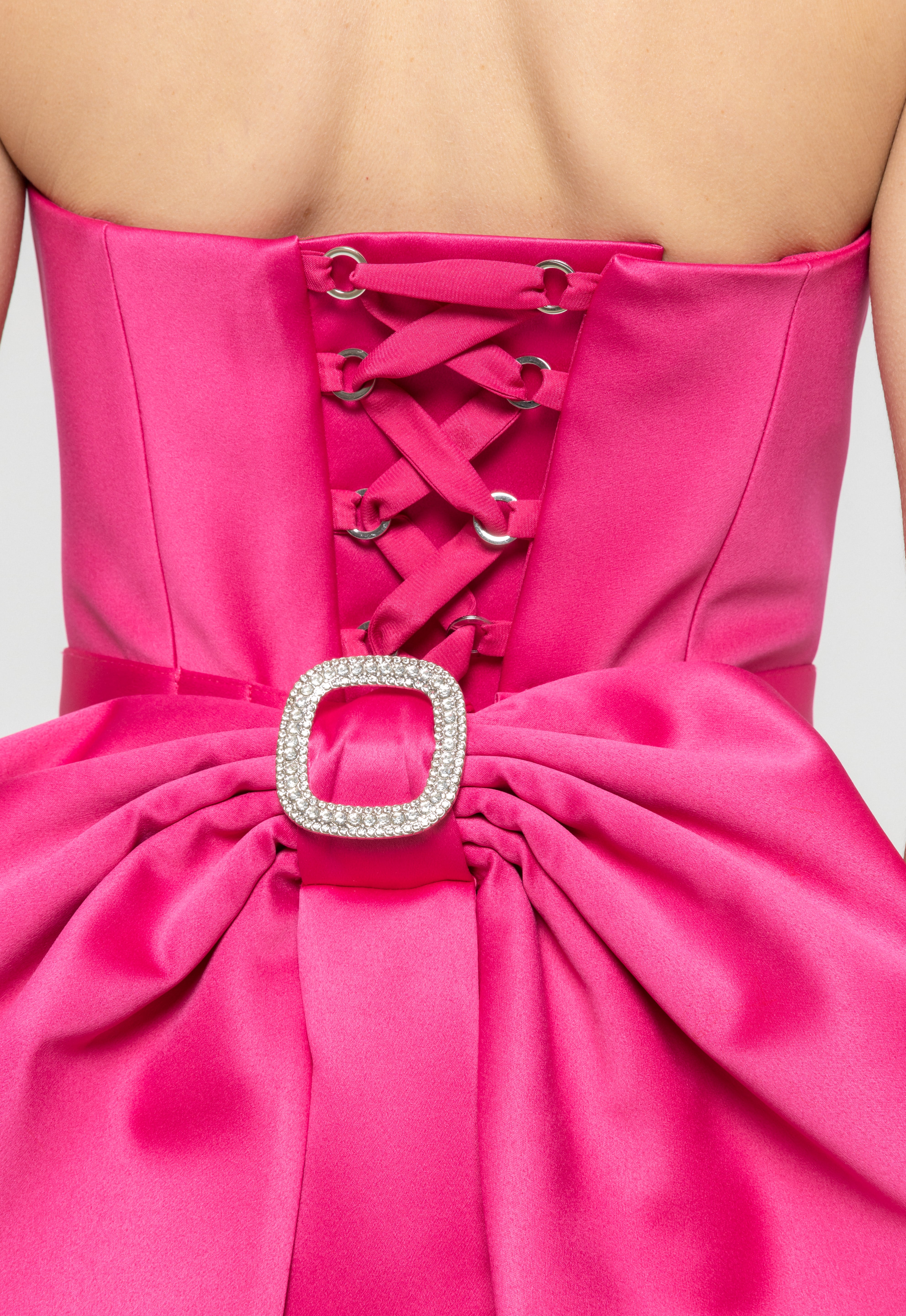 STRAPLESS SATIN GOWN