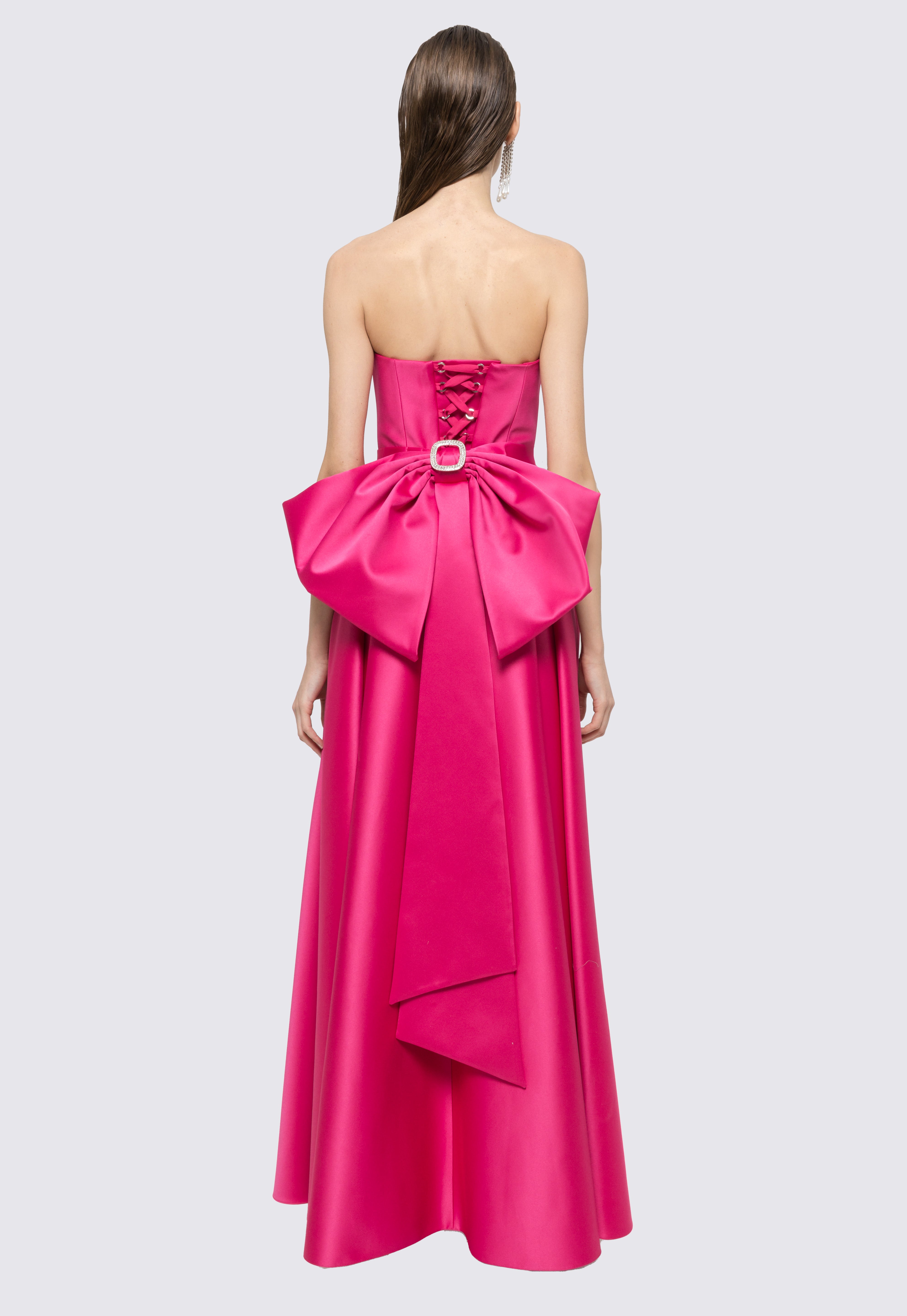 STRAPLESS SATIN GOWN