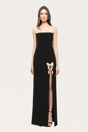 STRAPLESS BOW SLIT GOWN