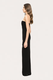 STRAPLESS BOW SLIT GOWN
