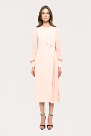 PLEATED MIDI DRESS WITH KNOT DETAIL